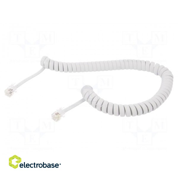 Cable: telephone | coiled | RJ10 plug,both sides | white | 2m