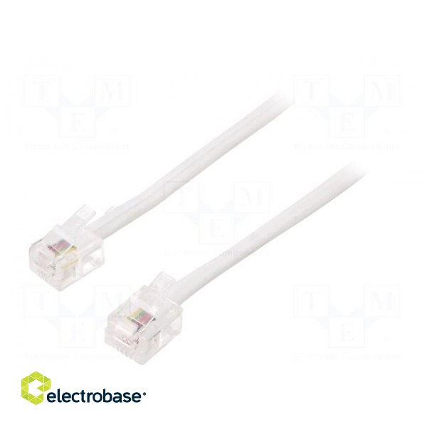 Cable: telephone | flat | RJ11 plug,both sides | 10m | white