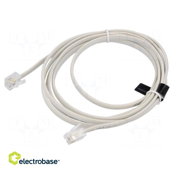 Cable: telephone | flat | RJ11 plug,both sides | Len: 2m | white | 28AWG