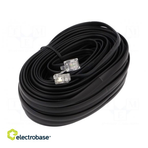 Cable: telephone | flat | RJ12 plug,both sides | 15m | black paveikslėlis 2