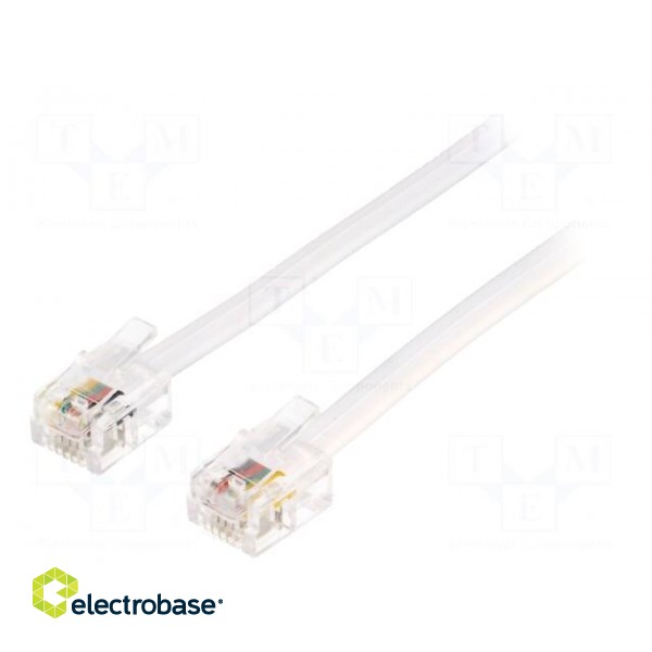 Cable: telephone | RJ11 plug,both sides | 15m | white