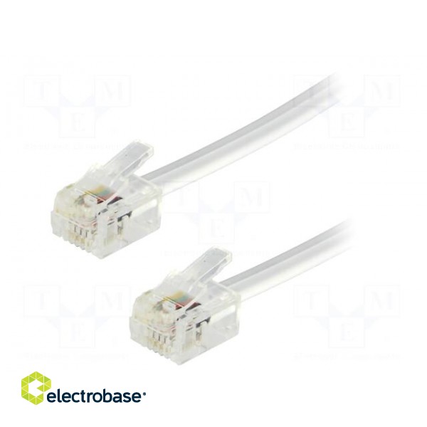 Cable: telephone | RJ11 plug,both sides | 1m | white