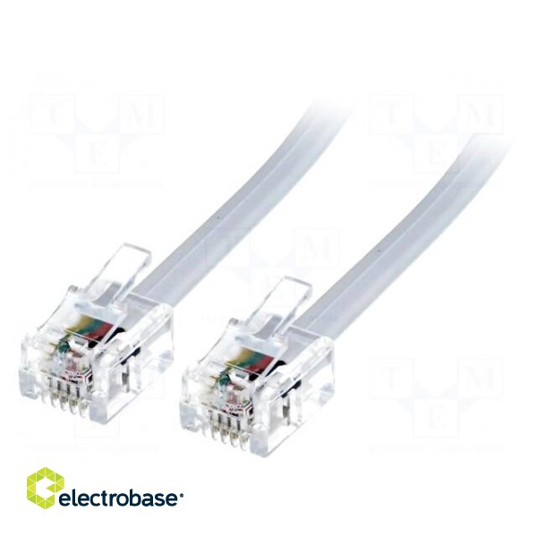 Cable: telephone | RJ11 plug,both sides | 20m | white