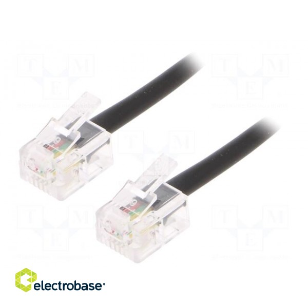Cable: telephone | RJ11 plug,both sides | 2m | black | Cablexpert
