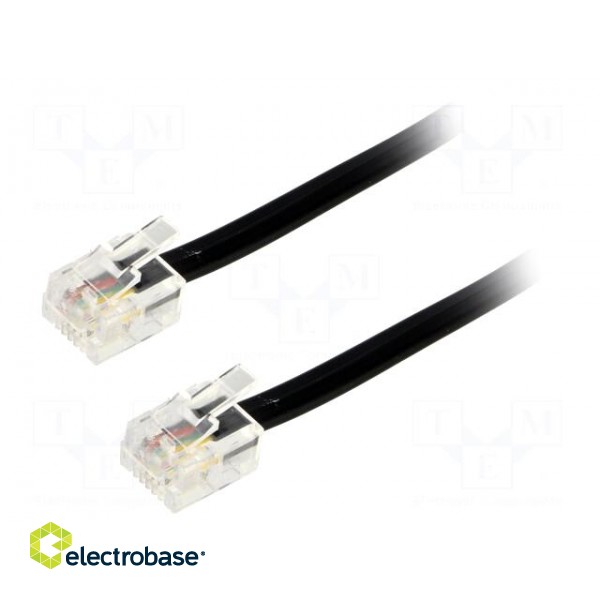 Cable: telephone | RJ11 plug,both sides | 3m | black