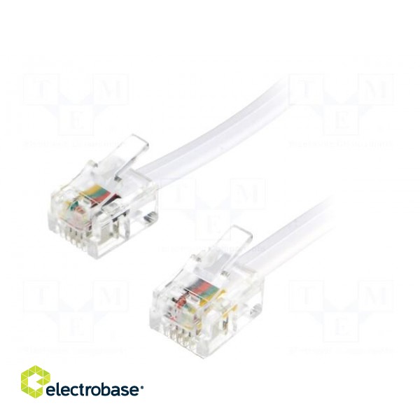 Cable: telephone | RJ11 plug,both sides | 5m | white