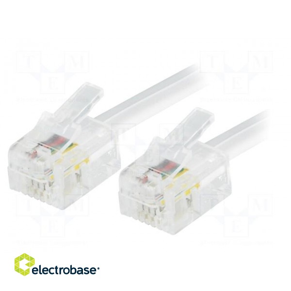 Cable: telephone | RJ11 plug,both sides | 7m | white