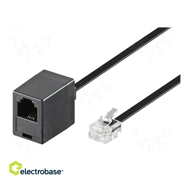 Cable: telephone | RJ11 socket,RJ11 plug | 6m | black