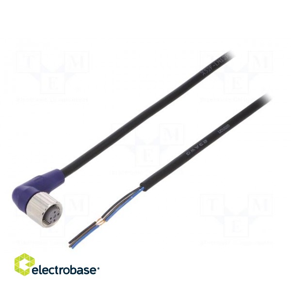 Connection lead | M12 | PIN: 3 | angled | 5m | plug | 0.8A | -10÷65°C | PVC