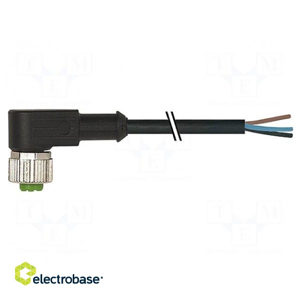 Connection lead | M12 | PIN: 5 | angled | 5m | plug | 125VAC | 4A | -20÷85°C