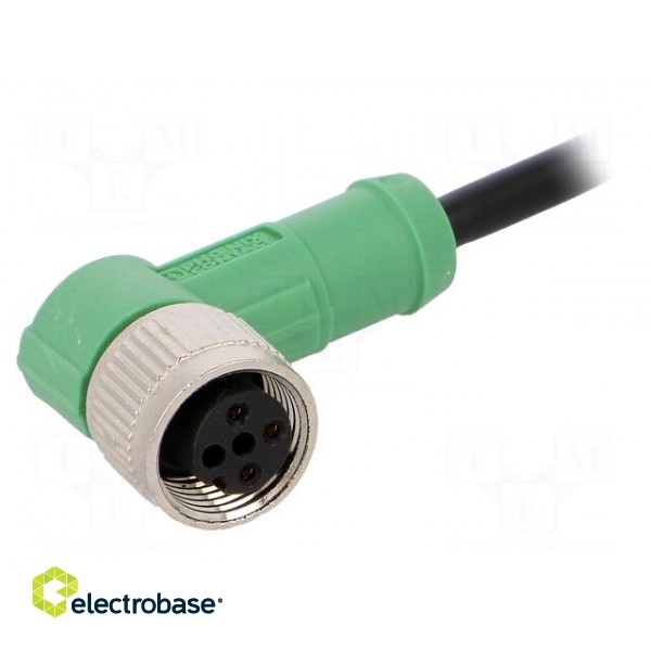 Connection lead | M12 | PIN: 3 | angled | 3m | plug | 250VAC | 4A | -25÷90°C