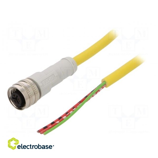 Connection lead | M12 | PIN: 3 | straight | 10m | plug | -25÷70°C | IP67