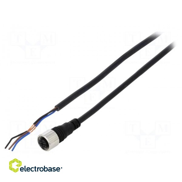 Connection lead | M12 | PIN: 3 | straight | 2m | plug | Insulation: PVC