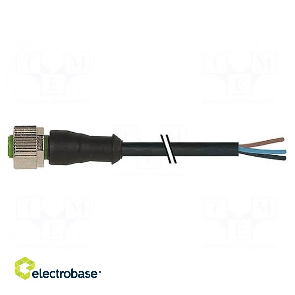 Connection lead | M12 | PIN: 3 | straight | 5m | plug | 250VAC | 4A | PVC