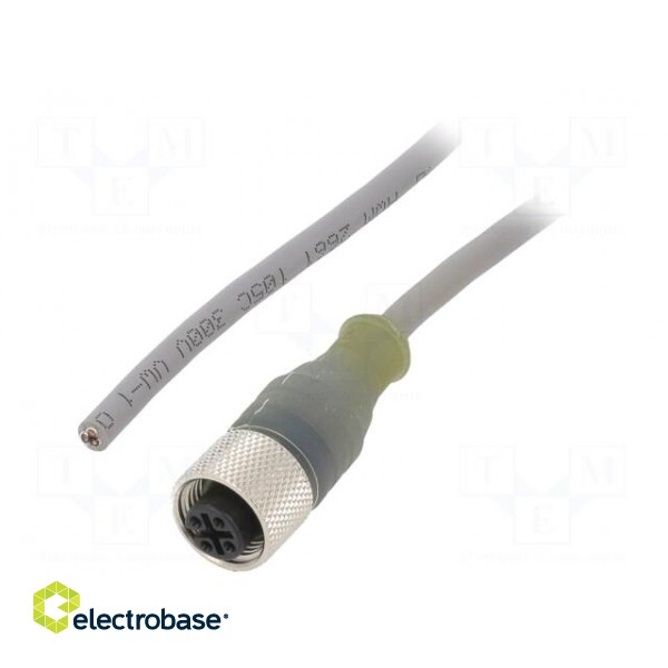 Connection lead | M12 | PIN: 3 | straight | 5m | plug | 250VAC | 3.1A | PVC