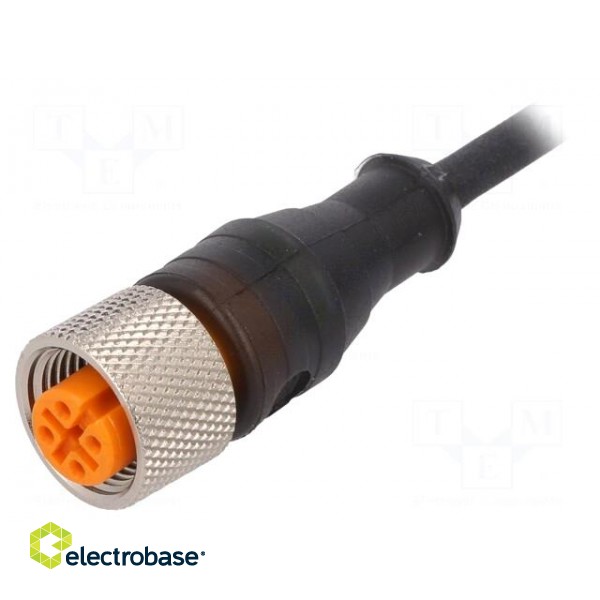 Connection lead | M12 | PIN: 3 | straight | 5m | plug | 30VAC | 4A | -25÷80°C