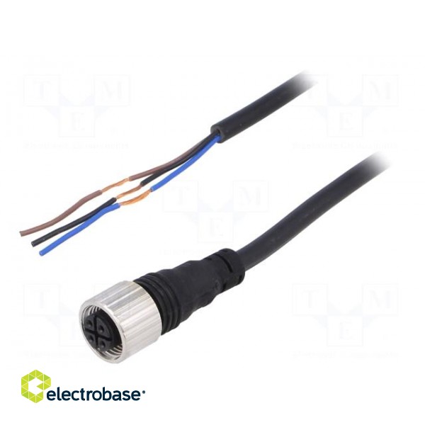 Connection lead | M12 | PIN: 3 | straight | 5m | plug | Insulation: PVC