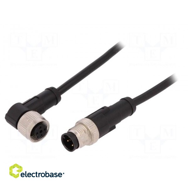 Connection lead | M12 | PIN: 4 | 10m | plug | 250VAC | 4A | -25÷80°C | 250VDC