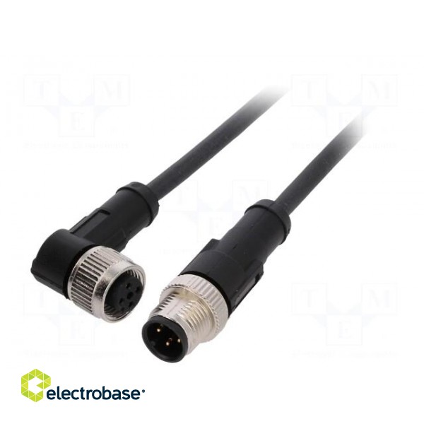 Connection lead | M12 | PIN: 4 | 1m | plug | 250VAC | 4A | -25÷80°C | 250VDC