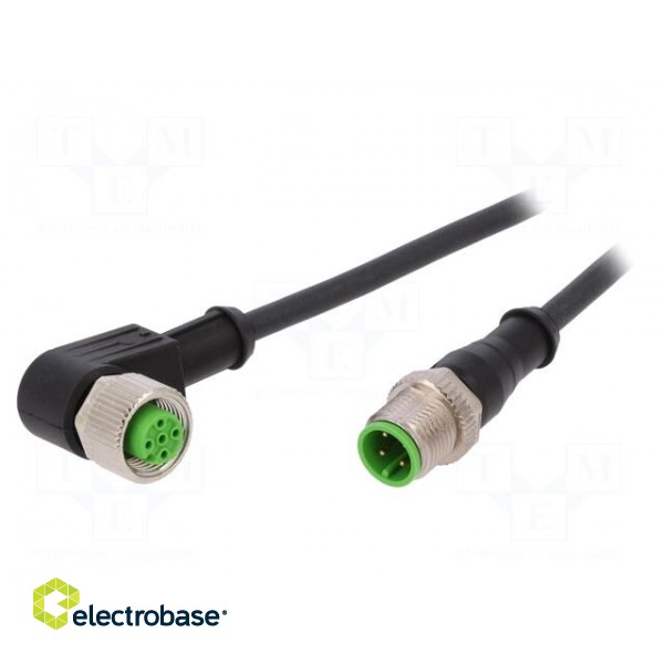 Connection lead | M12 | PIN: 4 | 2m | 250VAC | 4A | -40÷80°C | PUR | IP67