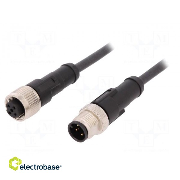 Connection lead | M12 | PIN: 4 | 2m | plug | 250VAC | 4A | -25÷80°C | 250VDC