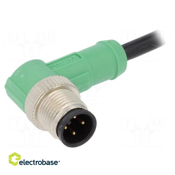 Connection lead | M12 | PIN: 4 | angled | 1.5m | plug | 250VAC | 4A | 250VDC