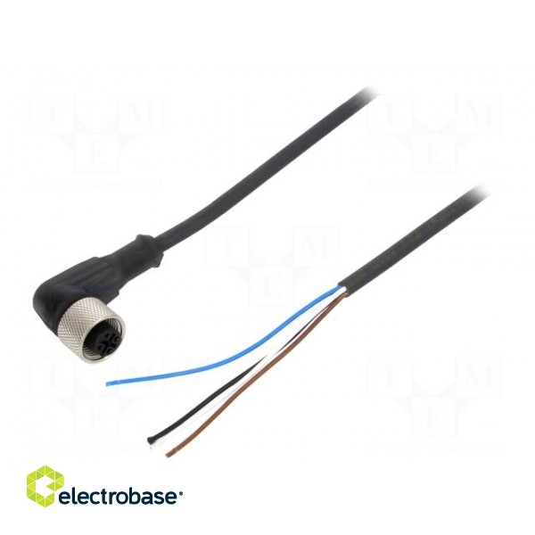 Connection lead | M12 | PIN: 4 | angled | 10m | plug | 250VAC | 4A | -25÷70°C