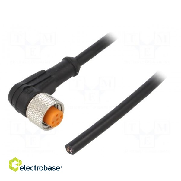 Connection lead | M12 | PIN: 4 | angled | 10m | plug | 250VAC | 4A | -25÷80°C