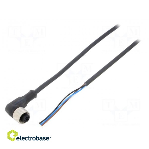 Connection lead | M12 | PIN: 4 | angled | 2m | plug | 250VAC | 4A | -25÷70°C