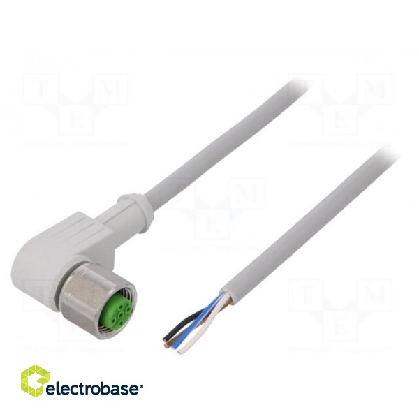 Connection lead | M12 | PIN: 4 | angled | 3m | plug | 250VAC | -25÷80°C