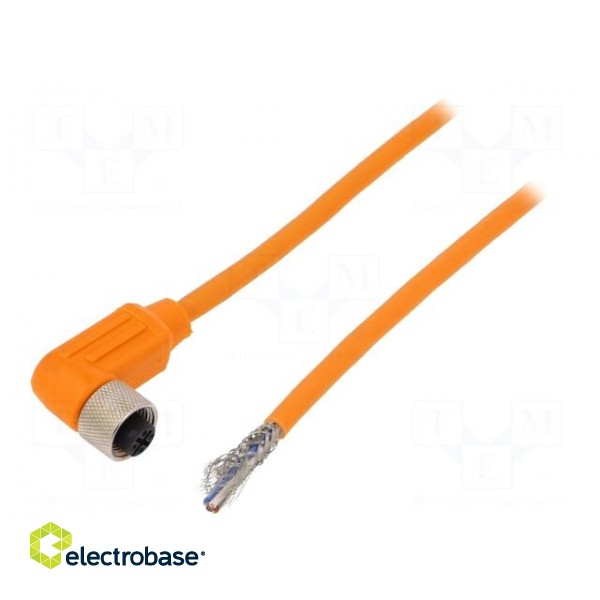 Connection lead | M12 | PIN: 4 | angled | 5m | plug | 240VAC | 4A | -25÷80°C