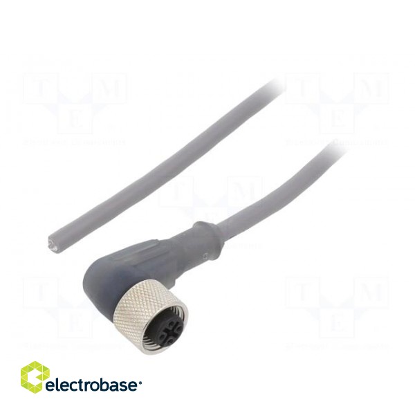 Connection lead | M12 | PIN: 4 | angled | 5m | plug | 250VAC | 2.5A | PVC