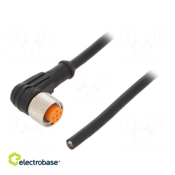 Connection lead | M12 | PIN: 4 | angled | 5m | plug | 250VAC | 4A | -25÷80°C