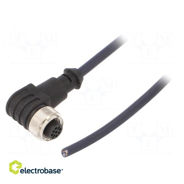 Connection lead | M12 | PIN: 4 | angled | 5m | plug | 250VAC | 4A | -35÷105°C