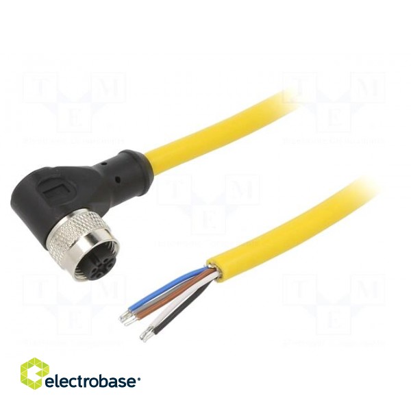 Connection lead | M12 | PIN: 4 | angled | 5m | plug | 250VAC | 4A | PVC | IP68