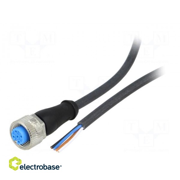 Connection lead | M12 | PIN: 4 | straight | 10m | plug | 250VAC | 4A | IP67