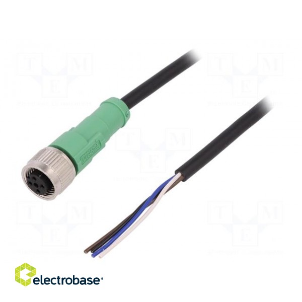 Connection lead | M12 | PIN: 4 | straight | 10m | plug | 250VAC | 4A | 250VDC