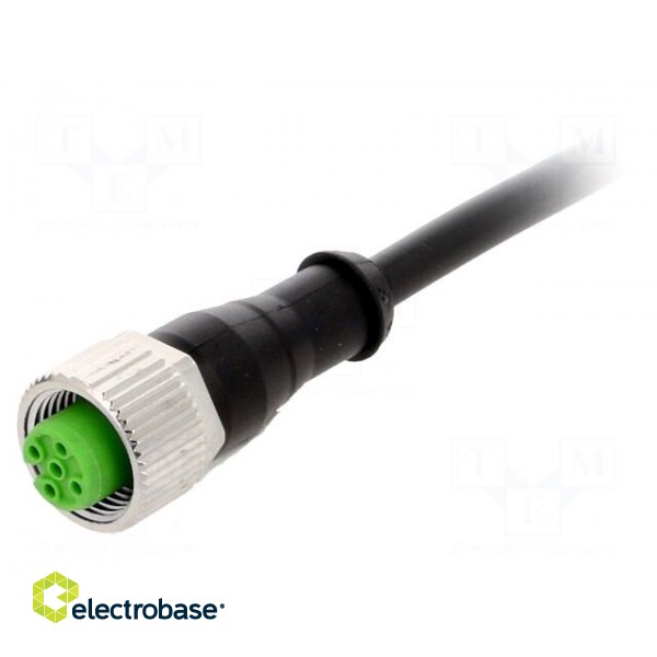 Connection lead | M12 | PIN: 4 | straight | 10m | plug | 30VAC | 4A | PVC