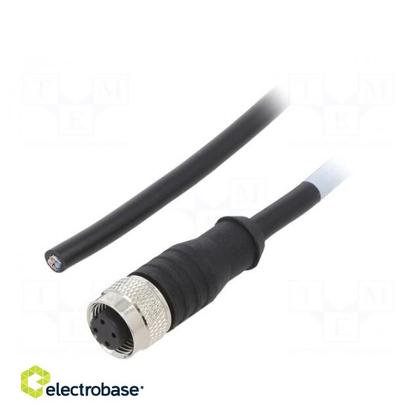 Connection lead | M12 | PIN: 4 | straight | 1m | plug | 250VAC | 4A | PVC
