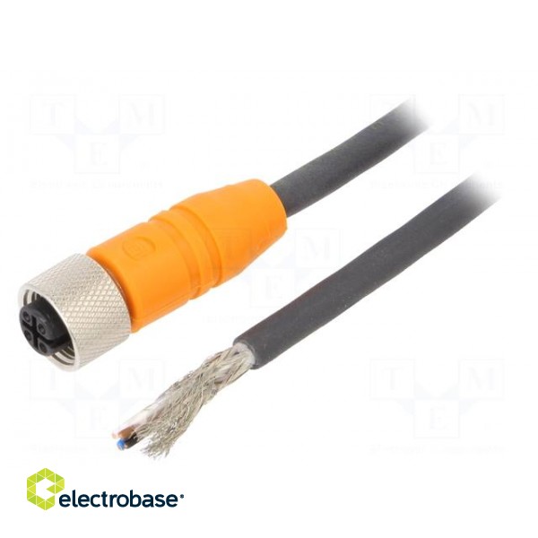 Connection lead | M12 | PIN: 4 | straight | 2m | plug | 240VAC | 4A | IP67