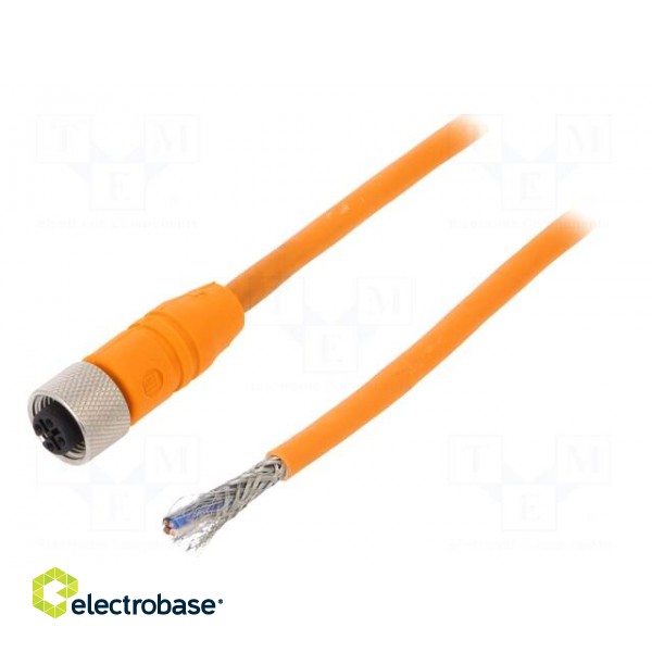 Connection lead | M12 | PIN: 4 | straight | 2m | plug | 240VAC | 4A | IP67