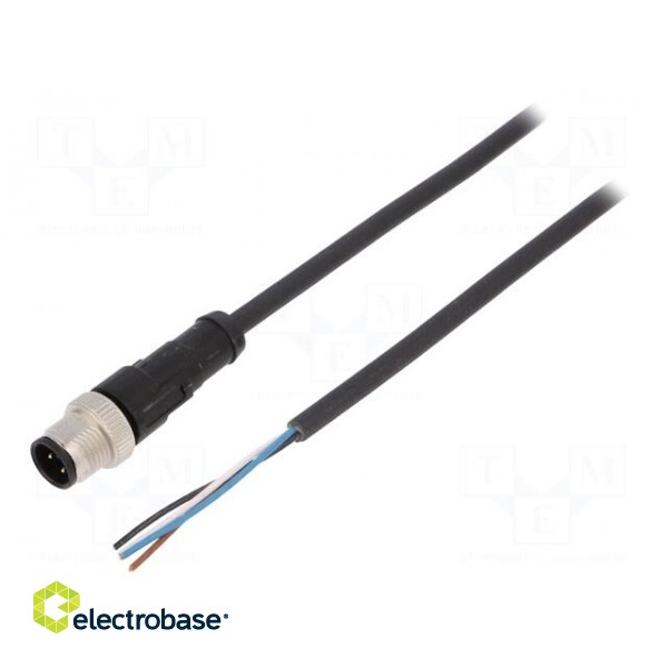 Connection lead | M12 | PIN: 4 | straight | 2m | plug | 250VAC | 4A | 250VDC