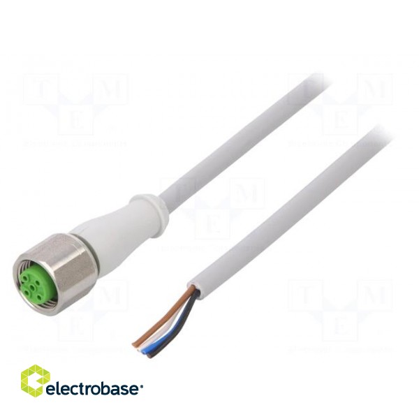 Connection lead | M12 | PIN: 4 | straight | 3m | plug | 250VAC | -25÷80°C