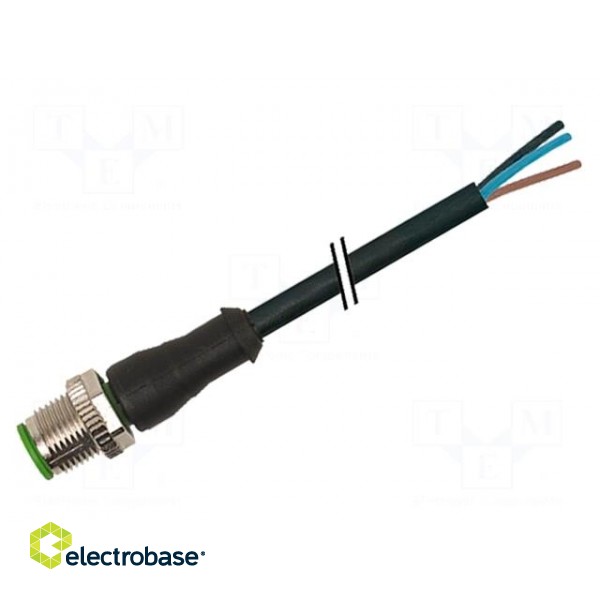 Connection lead | M12 | PIN: 4 | straight | 3m | plug | 250VAC | 4A | IP67