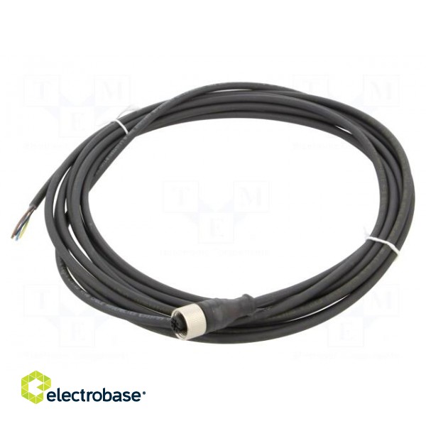 Connection lead | M12 | PIN: 4 | straight | 5m | plug | 250VAC | 4A | -5÷80°C