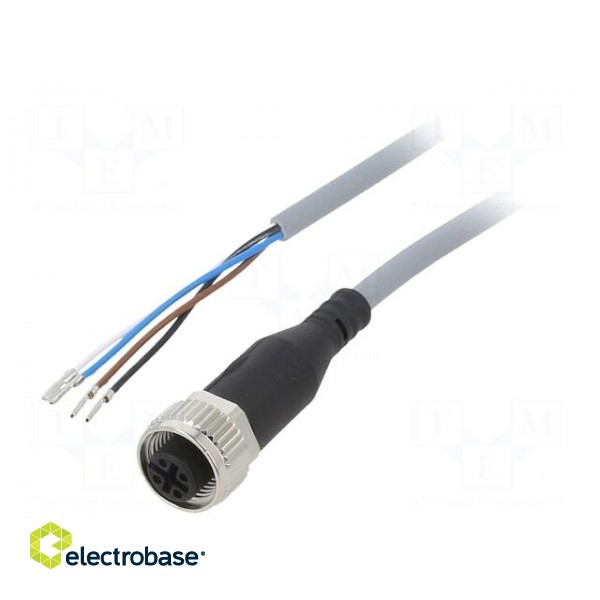 Connection lead | M12 | PIN: 4 | straight | 5m | plug | 250VAC | 4A | 250VDC