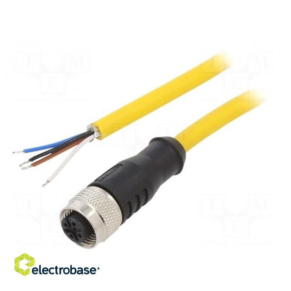 Connection lead | M12 | PIN: 4 | straight | 5m | plug | 250VAC | 4A | PVC