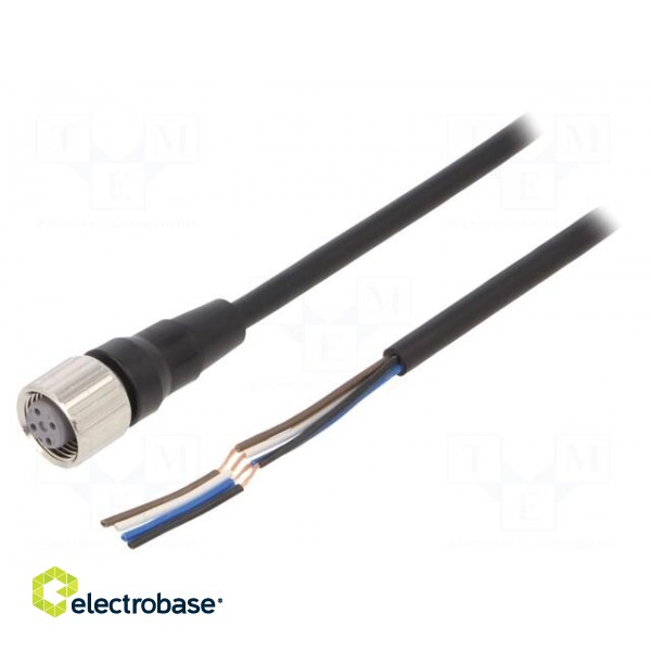 Connection lead | M12 | PIN: 4 | straight | Len: 2m | plug | 4A | -10÷80°C