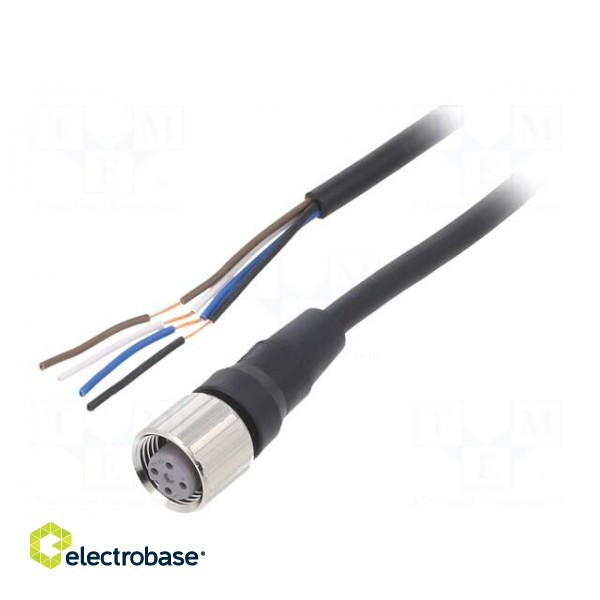 Connection lead | M12 | PIN: 4 | straight | Len: 5m | plug | 4A | -10÷80°C