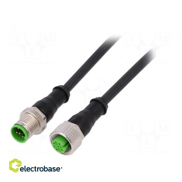 Connection lead | M12 | PIN: 5 | 0.3m | plug | 30VAC | 4A | -30÷80°C | IP67